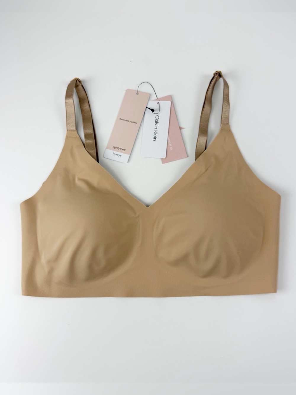 Calvin Klein Triangle Pullover Bra Womens Medium Tan Lightly Lined $44 NWT NEW